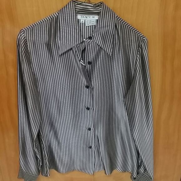 Tracy M silk stripes blouse S - Picture 1 of 3
